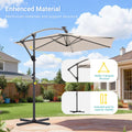 Sonkuki 10ft Patio Offset Umbrella with Solar Light Strips, Foldable Crank & Safety Lock, Outdoor Cantilever Hanging Umbrella, Fade Resistant Fabric, for Pool, Deck, Garden - Sonkuki