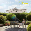 Sonkuki 10ft Patio Offset Umbrella with Solar Light Strips, Foldable Crank & Safety Lock, Outdoor Cantilever Hanging Umbrella, Fade Resistant Fabric, for Pool, Deck, Garden - Sonkuki