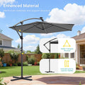 Sonkuki 10ft Patio Offset Umbrella with Solar Light Strips, Foldable Crank & Safety Lock, Outdoor Cantilever Hanging Umbrella, Fade Resistant Fabric, for Pool, Deck, Garden - Sonkuki