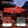 Sonkuki 10ft Patio Offset Umbrella with Solar Light Strips, Foldable Crank & Safety Lock, Outdoor Cantilever Hanging Umbrella, Fade Resistant Fabric, for Pool, Deck, Garden - Sonkuki