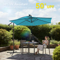 Sonkuki 10ft Patio Offset Umbrella with Solar Light Strips, Foldable Crank & Safety Lock, Outdoor Cantilever Hanging Umbrella, Fade Resistant Fabric, for Pool, Deck, Garden - Sonkuki