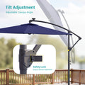 Sonkuki 10ft Patio Offset Umbrella with Solar Light Strips, Foldable Crank & Safety Lock, Outdoor Cantilever Hanging Umbrella, Fade Resistant Fabric, for Pool, Deck, Garden - Sonkuki