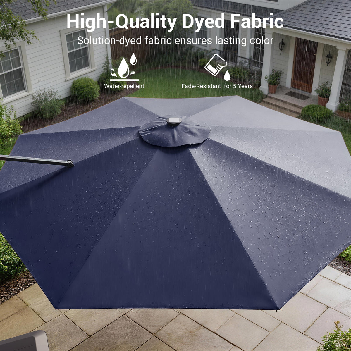 Sonkuki 11FT Aluminum Cantilever LED Umbrella Outdoor Offset Umbrella with Detachable Power Bank and 360 Degree Rotation LED Umbrella, Crank Handle and Solar Panel, Base Included - Sonkuki