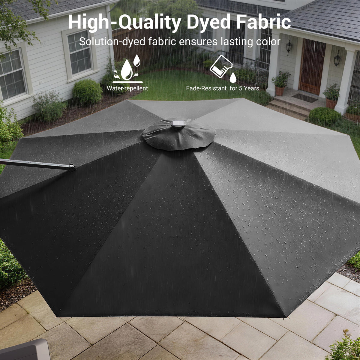 Sonkuki 11FT Aluminum Cantilever LED Umbrella Outdoor Offset Umbrella with Detachable Power Bank and 360 Degree Rotation LED Umbrella, Crank Handle and Solar Panel, Base Included - Sonkuki