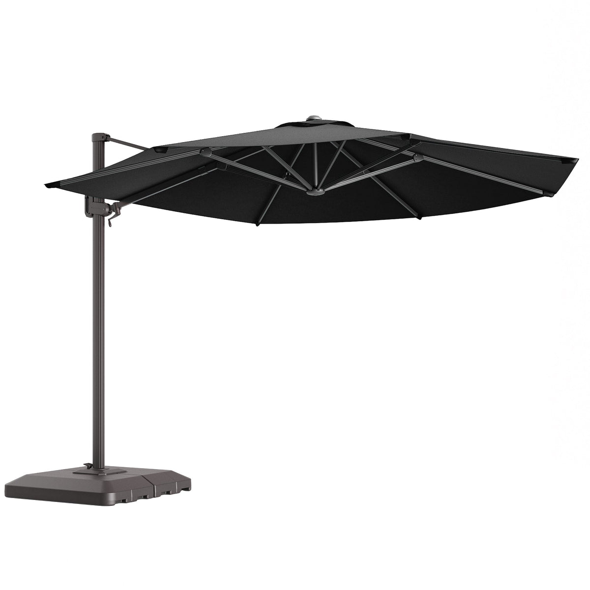 Sonkuki 11FT Aluminum Cantilever Umbrella Outdoor Offset Umbrella with Crank Handle and 360 Degree Rotation Umbrella, 240g Solution - dyed Fabric with 8 Reinforced Ribs, Base Included - Sonkuki