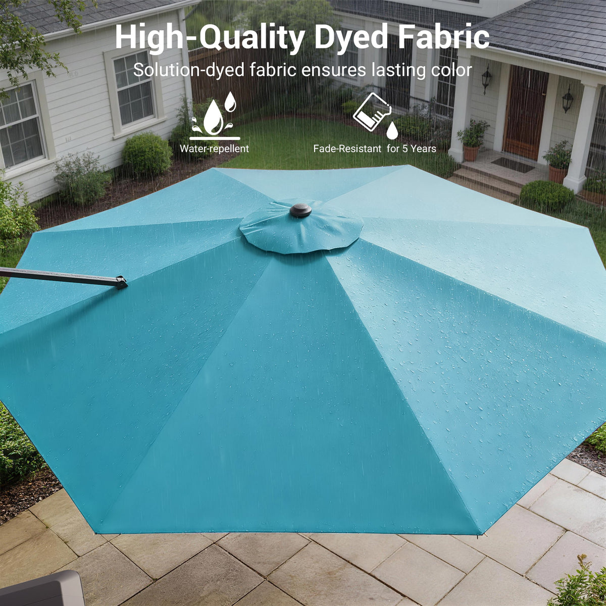 Sonkuki 11FT Aluminum Cantilever Umbrella Outdoor Offset Umbrella with Crank Handle and 360 Degree Rotation Umbrella, 240g Solution - dyed Fabric with 8 Reinforced Ribs, Base Included - Sonkuki