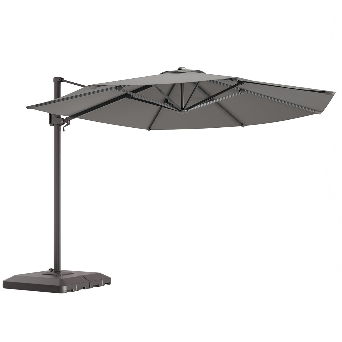 Sonkuki 11FT Aluminum Cantilever Umbrella Outdoor Offset Umbrella with Crank Handle and 360 Degree Rotation Umbrella, 240g Solution - dyed Fabric with 8 Reinforced Ribs, Base Included - Sonkuki