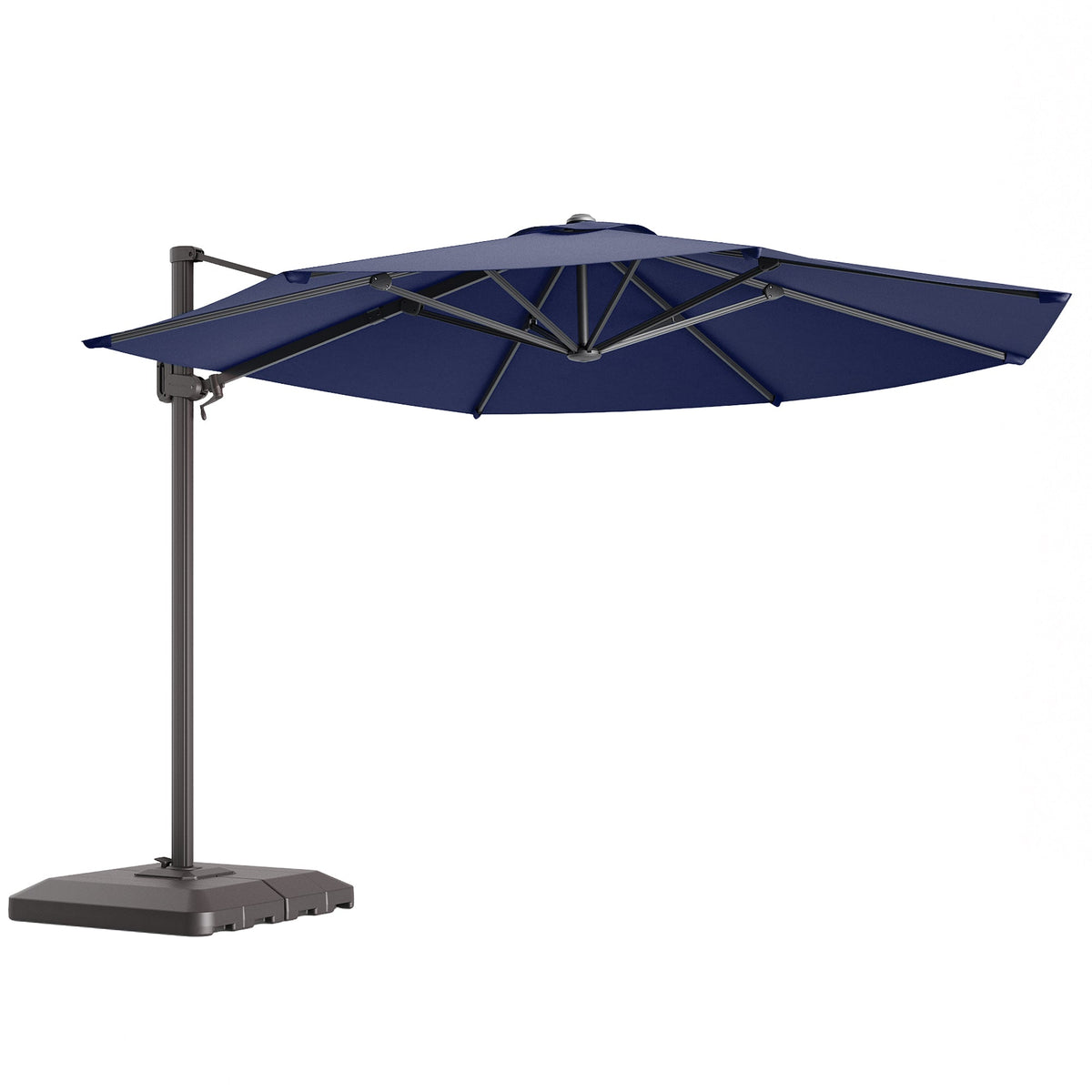 Sonkuki 11FT Aluminum Cantilever Umbrella Outdoor Offset Umbrella with Crank Handle and 360 Degree Rotation Umbrella, 240g Solution - dyed Fabric with 8 Reinforced Ribs, Base Included - Sonkuki