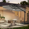 SONKUKI 11Ft LED Patio Hanging Double Top Octagon Cantilever Umbrella with 360 - degree Rotating Canopy - Sonkuki