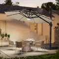 SONKUKI 11Ft LED Patio Hanging Double Top Octagon Cantilever Umbrella with 360 - degree Rotating Canopy - Sonkuki