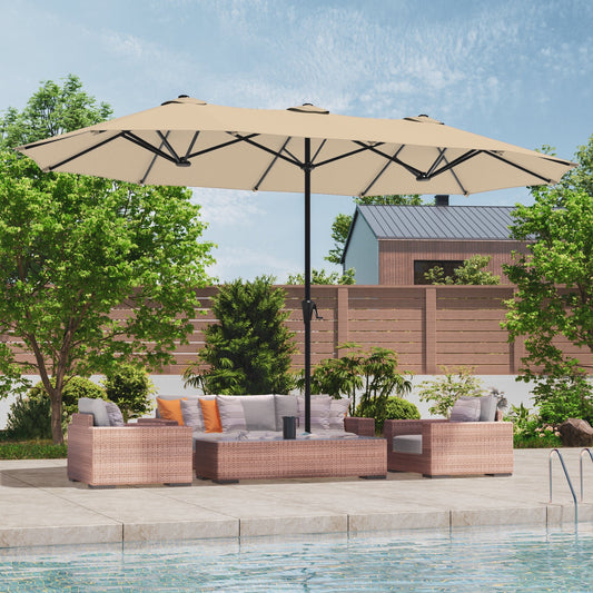 SONKUKI 13x7.2Ft Large Double - Sided Rectangular Outdoor Patio Market Umbrella with Crank - Sonkuki