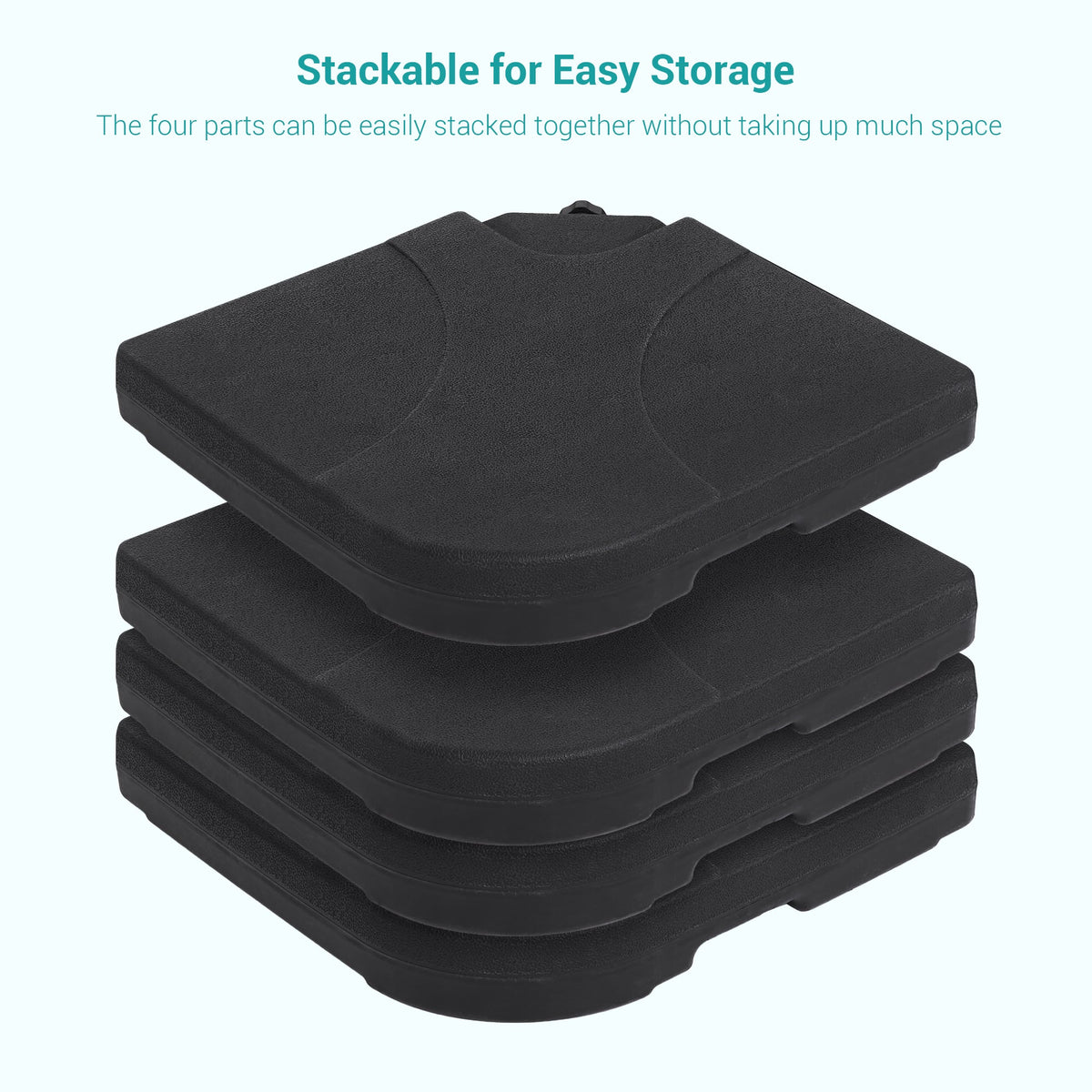 Sonkuki 4 Piece Patio Cantilever Umbrella Weighted Base, Square Offset Umbrella Stand Filled With Water or Sand - Sonkuki
