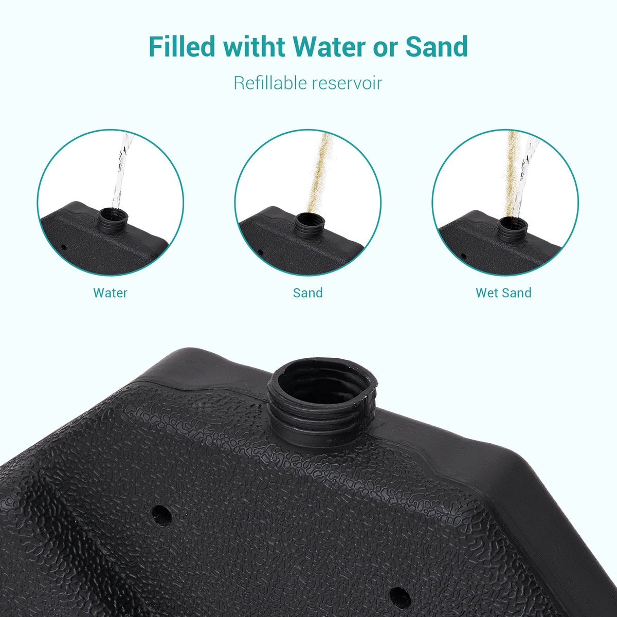 Sonkuki 4 Piece Patio Cantilever Umbrella Weighted Base, Square Offset Umbrella Stand Filled With Water or Sand - Sonkuki