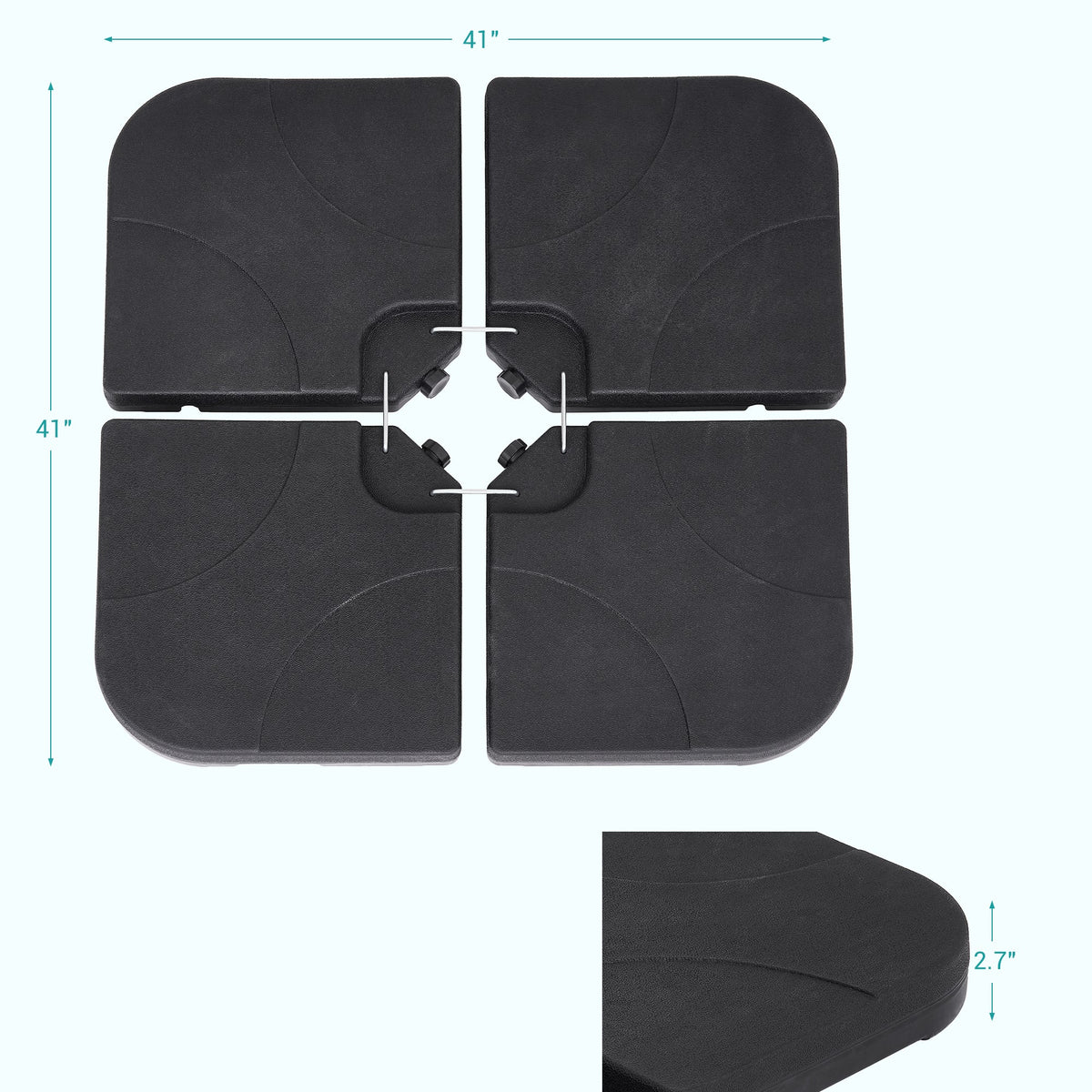 Sonkuki 4 Piece Patio Cantilever Umbrella Weighted Base, Square Offset Umbrella Stand Filled With Water or Sand - Sonkuki
