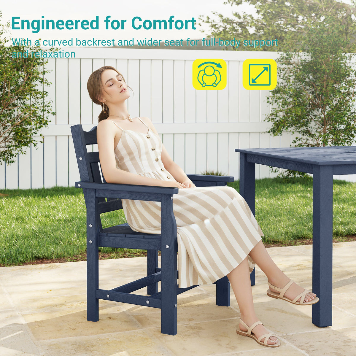 Sonkuki 5 - Piece Outdoor Dining Set, Square HIPS Patio Table and 4 Chairs with Umbrella Hole, Weather Resistant Furniture Sets for Garden, Backyard, Lawn, and Poolside - Sonkuki