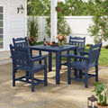 Sonkuki 5 - Piece Outdoor Dining Set, Square HIPS Patio Table and 4 Chairs with Umbrella Hole, Weather Resistant Furniture Sets for Garden, Backyard, Lawn, and Poolside - Sonkuki