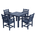 Sonkuki 5 - Piece Outdoor Dining Set, Square HIPS Patio Table and 4 Chairs with Umbrella Hole, Weather Resistant Furniture Sets for Garden, Backyard, Lawn, and Poolside - Sonkuki