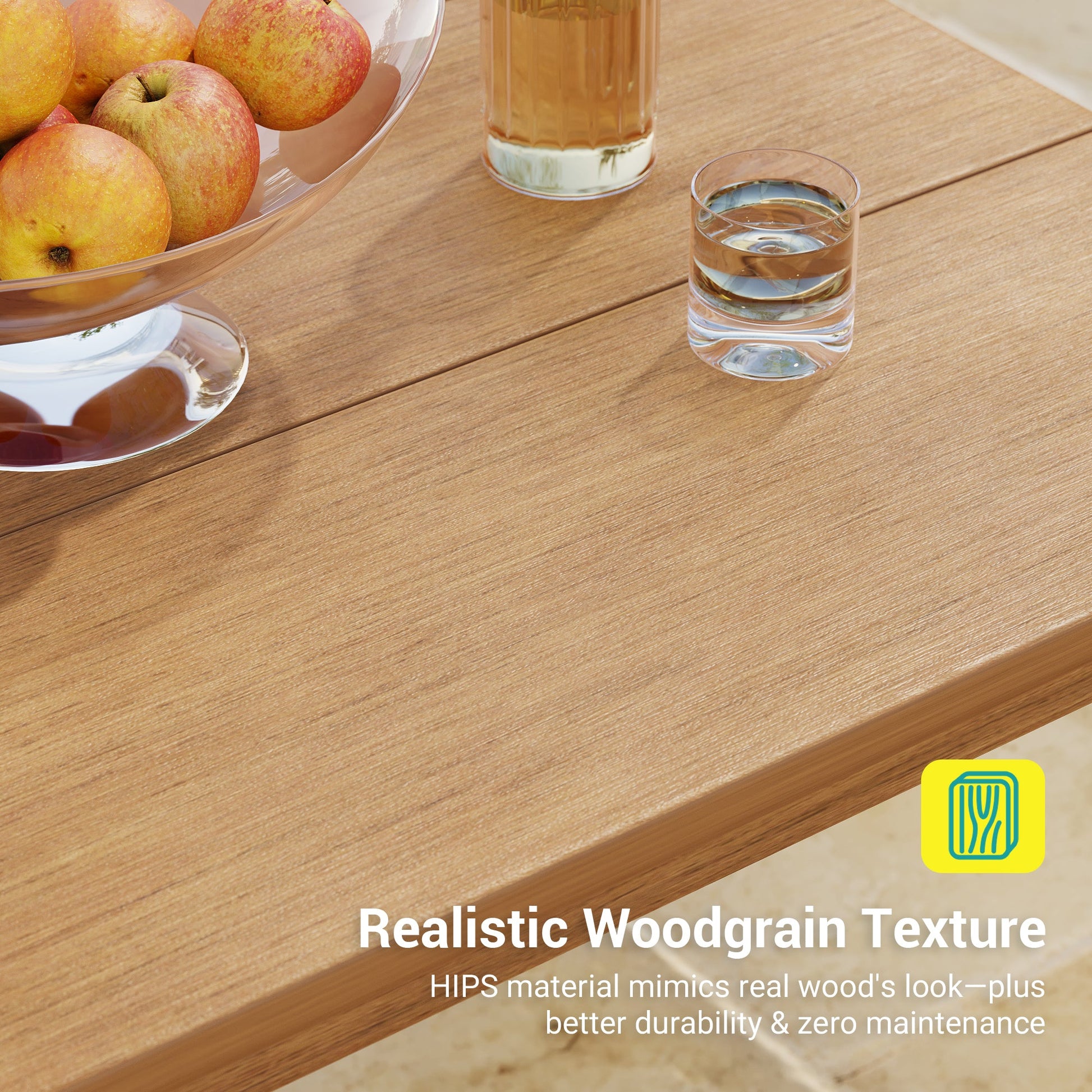 Sonkuki 5 - Piece Outdoor Dining Set, Square HIPS Patio Table and 4 Chairs with Umbrella Hole, Weather Resistant Furniture Sets for Garden, Backyard, Lawn, and Poolside - Sonkuki