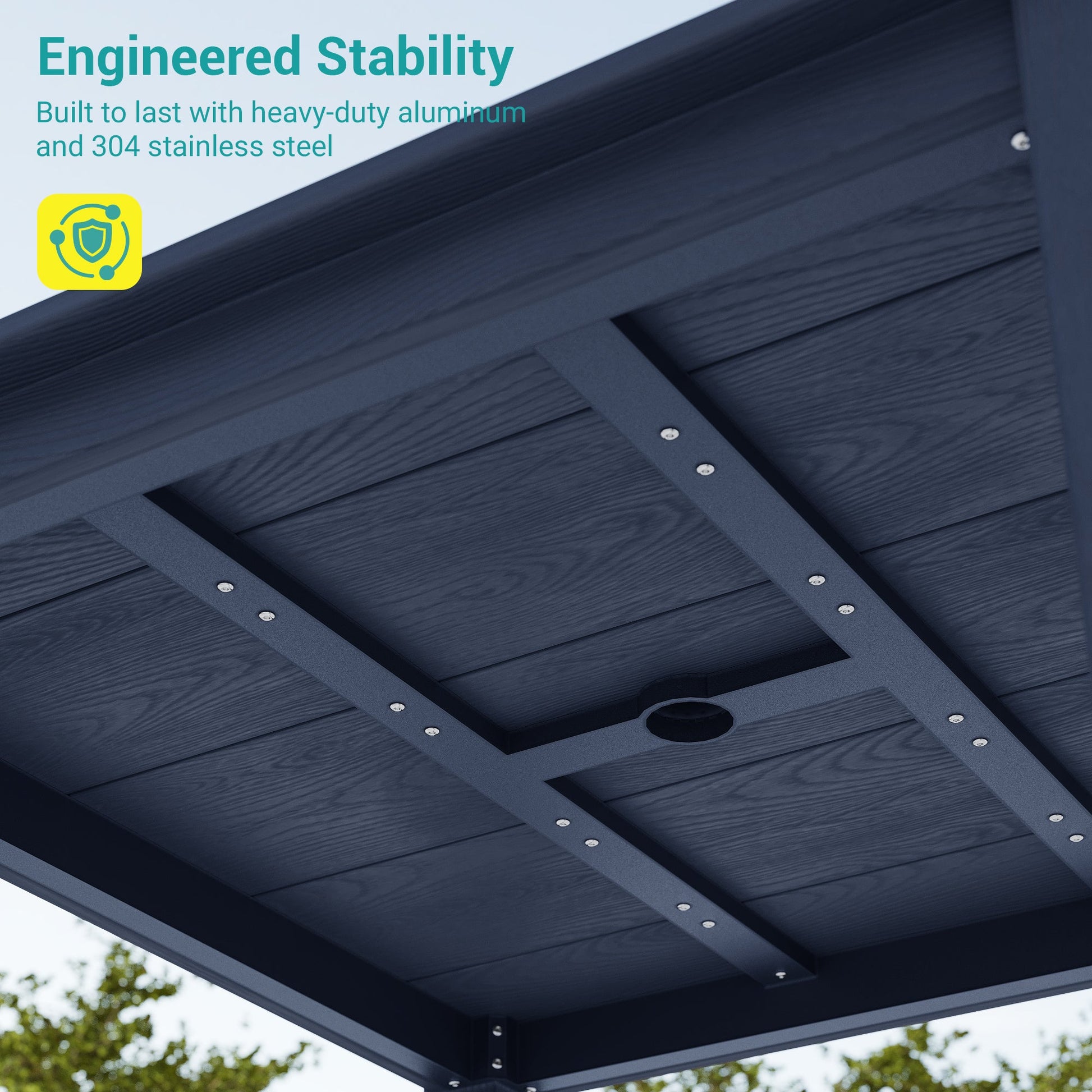 Sonkuki 5 - Piece Outdoor Dining Set, Square HIPS Patio Table and 4 Chairs with Umbrella Hole, Weather Resistant Furniture Sets for Garden, Backyard, Lawn, and Poolside - Sonkuki