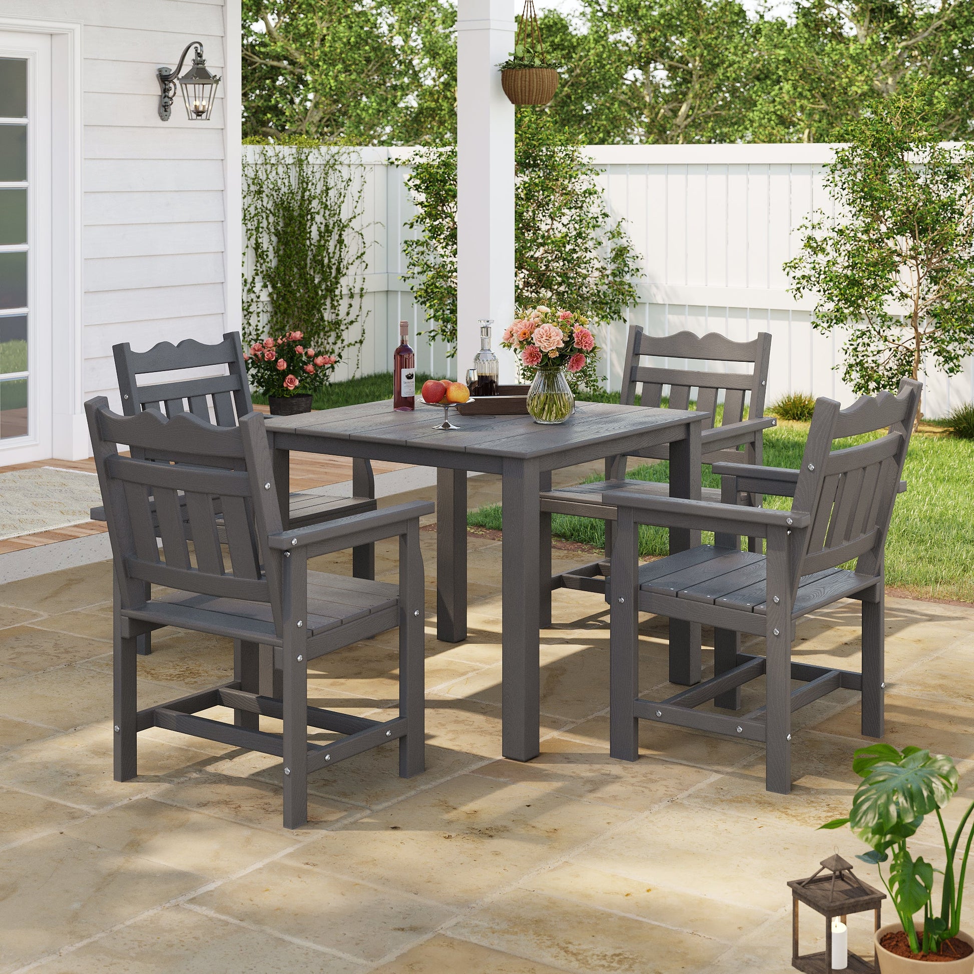 4 seat patio furniture set with umbrella 5-Piece Square Patio Dining Set