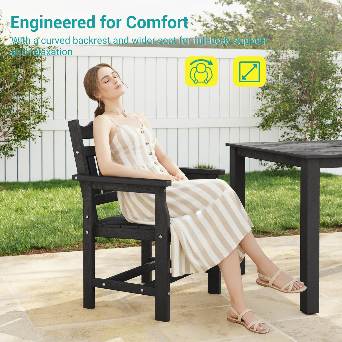 Sonkuki 5 - Piece Outdoor Dining Set, Square HIPS Patio Table and 4 Chairs with Umbrella Hole, Weather Resistant Furniture Sets for Garden, Backyard, Lawn, and Poolside - Sonkuki
