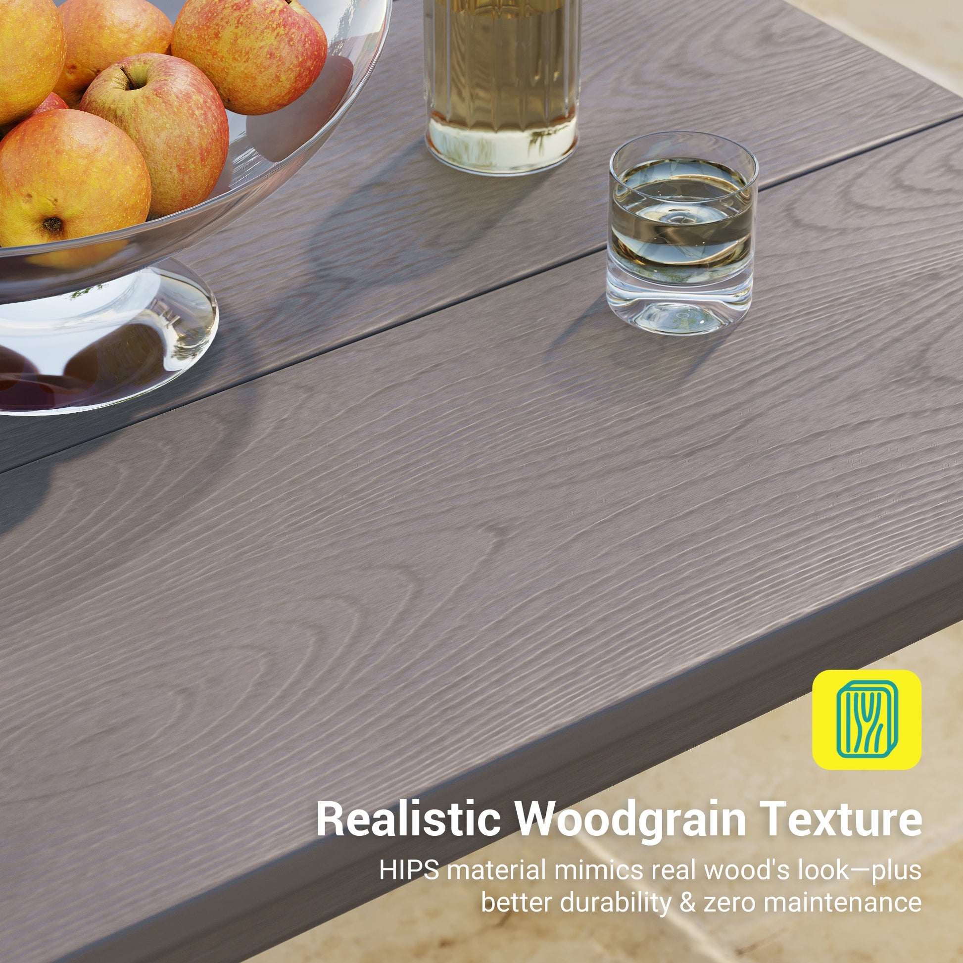 Sonkuki 5 - Piece Outdoor Dining Set, Square HIPS Patio Table and 4 Chairs with Umbrella Hole, Weather Resistant Furniture Sets for Garden, Backyard, Lawn, and Poolside - Sonkuki