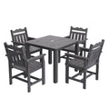 Sonkuki 5 - Piece Outdoor Dining Set, Square HIPS Patio Table and 4 Chairs with Umbrella Hole, Weather Resistant Furniture Sets for Garden, Backyard, Lawn, and Poolside - Sonkuki