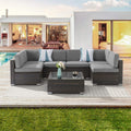 SONKUKI 7 Pieces Outdoor Sofa Sets, Sectional Furniture PE Wicker Sofa - Sonkuki