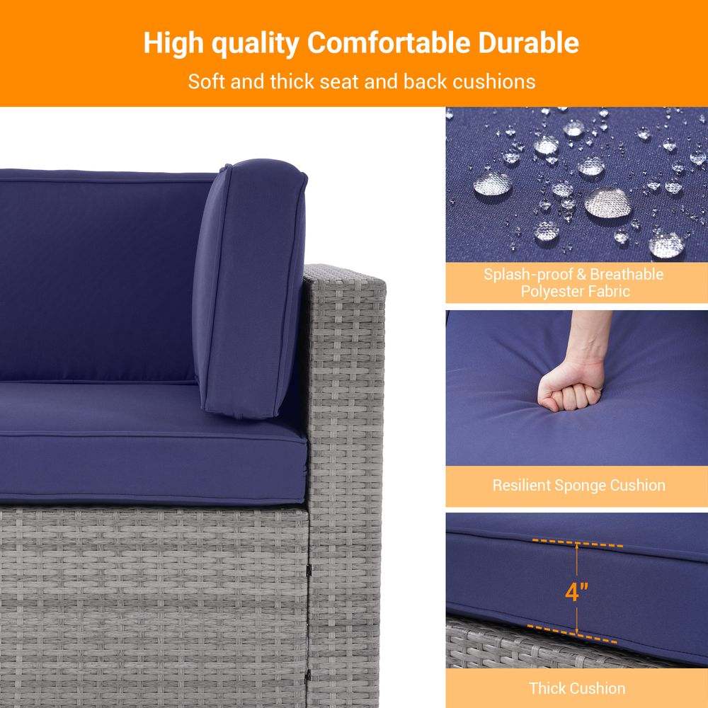 SONKUKI 7 Pieces Outdoor Sofa Sets, Sectional Furniture PE Wicker Sofa - Sonkuki