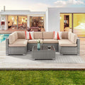 SONKUKI 7 Pieces Outdoor Sofa Sets, Sectional Furniture PE Wicker Sofa - Sonkuki