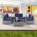 SONKUKI 7 Pieces Outdoor Sofa Sets, Sectional Furniture PE Wicker Sofa - Sonkuki