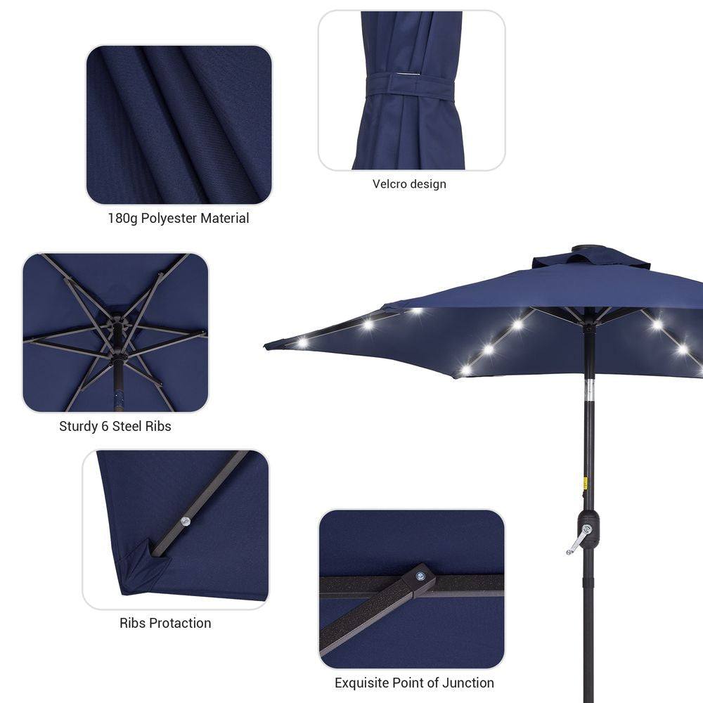 SONKUKI 7.5Ft LED Table Market Umbrella - Sonkuki