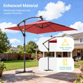 Sonkuki 8.2ft Solar LED Patio Offset Umbrella with 8 Light Strips, Safety Lock & Raised Base Pole for Stability, Foldable Crank, Cantilever Patio Hanging Umbrella - Sonkuki