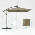 Sonkuki 8.2ft Solar LED Patio Offset Umbrella with 8 Light Strips, Safety Lock & Raised Base Pole for Stability, Foldable Crank, Cantilever Patio Hanging Umbrella - Sonkuki