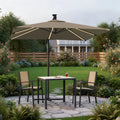 Sonkuki 8.2ft Solar LED Patio Offset Umbrella with 8 Light Strips, Safety Lock & Raised Base Pole for Stability, Foldable Crank, Cantilever Patio Hanging Umbrella - Sonkuki