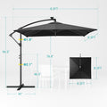 Sonkuki 8.2ft Solar LED Patio Offset Umbrella with 8 Light Strips, Safety Lock & Raised Base Pole for Stability, Foldable Crank, Cantilever Patio Hanging Umbrella - Sonkuki