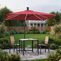 Sonkuki 8.2ft Solar LED Patio Offset Umbrella with 8 Light Strips, Safety Lock & Raised Base Pole for Stability, Foldable Crank, Cantilever Patio Hanging Umbrella - Sonkuki