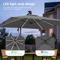 Sonkuki 8.2ft Solar LED Patio Offset Umbrella with 8 Light Strips, Safety Lock & Raised Base Pole for Stability, Foldable Crank, Cantilever Patio Hanging Umbrella - Sonkuki