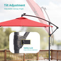 Sonkuki 8.2ft Solar LED Patio Offset Umbrella with 8 Light Strips, Safety Lock & Raised Base Pole for Stability, Foldable Crank, Cantilever Patio Hanging Umbrella - Sonkuki