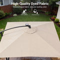 Sonkuki 8.2ft Solar LED Patio Offset Umbrella with 8 Light Strips, Safety Lock & Raised Base Pole for Stability, Foldable Crank, Cantilever Patio Hanging Umbrella - Sonkuki