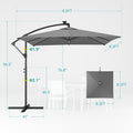 Sonkuki 8.2ft Solar LED Patio Offset Umbrella with 8 Light Strips, Safety Lock & Raised Base Pole for Stability, Foldable Crank, Cantilever Patio Hanging Umbrella - Sonkuki
