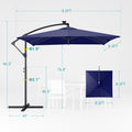Sonkuki 8.2ft Solar LED Patio Offset Umbrella with 8 Light Strips, Safety Lock & Raised Base Pole for Stability, Foldable Crank, Cantilever Patio Hanging Umbrella - Sonkuki