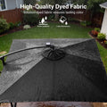 Sonkuki 8.2ft Solar LED Patio Offset Umbrella with 8 Light Strips, Safety Lock & Raised Base Pole for Stability, Foldable Crank, Cantilever Patio Hanging Umbrella - Sonkuki
