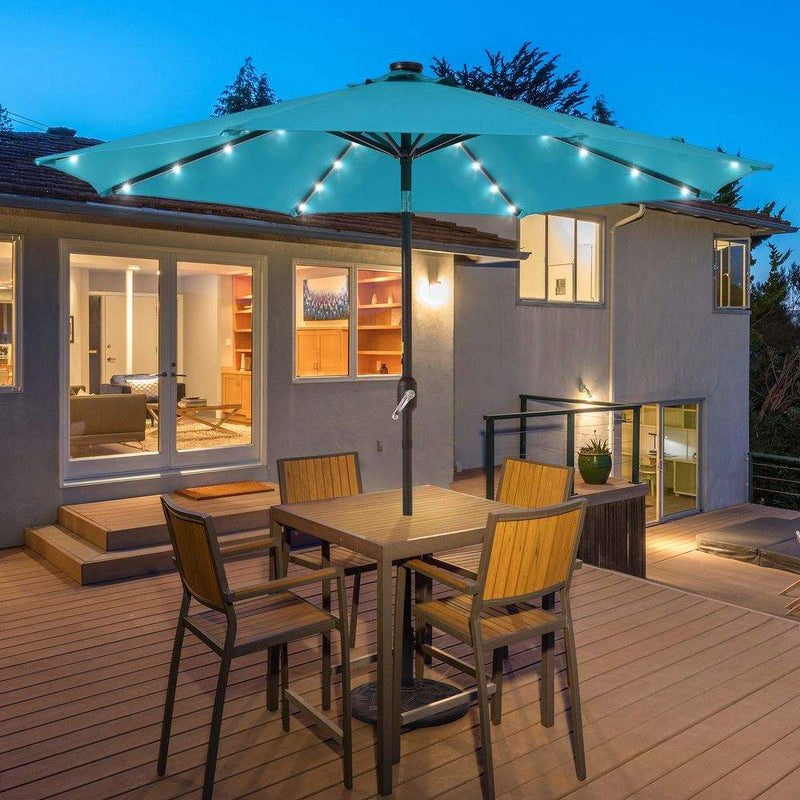 led patio umbrella in 9/10/11/12ft Solar Square Cantilever this umbrella will indulge you in plenty of shade all day long and keep your nights bright with its 32 solar EliteShade 9ft Three-Tier Solar LED