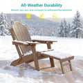 Sonkuki Folding Adirondack Chair with Retractable Ottoman, 3 - Position Adjustable Backrest, Weather Resistant HDPE Patio Chair with Hidden Cup Holder for Lawn, Deck and Garden, 350 lbs Capacity - Sonkuki