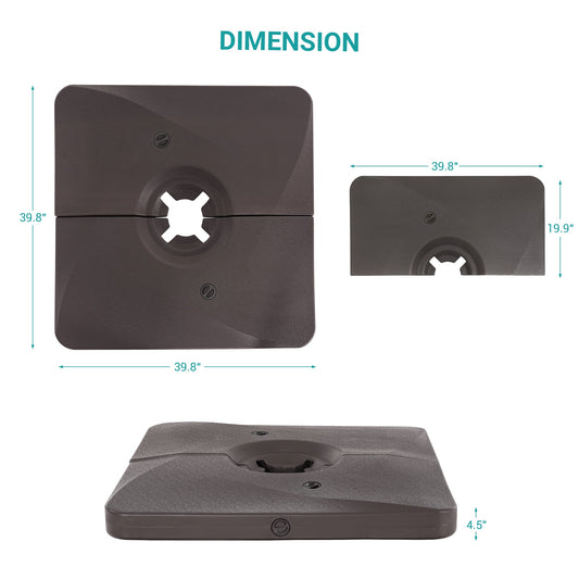 Sonkuki Heavy Duty Patio Umbrella Base Suit for Cantilever Umbrella From 8FT to 12FT, Up to 320LBs, Be Filled With Sand and Water - Sonkuki