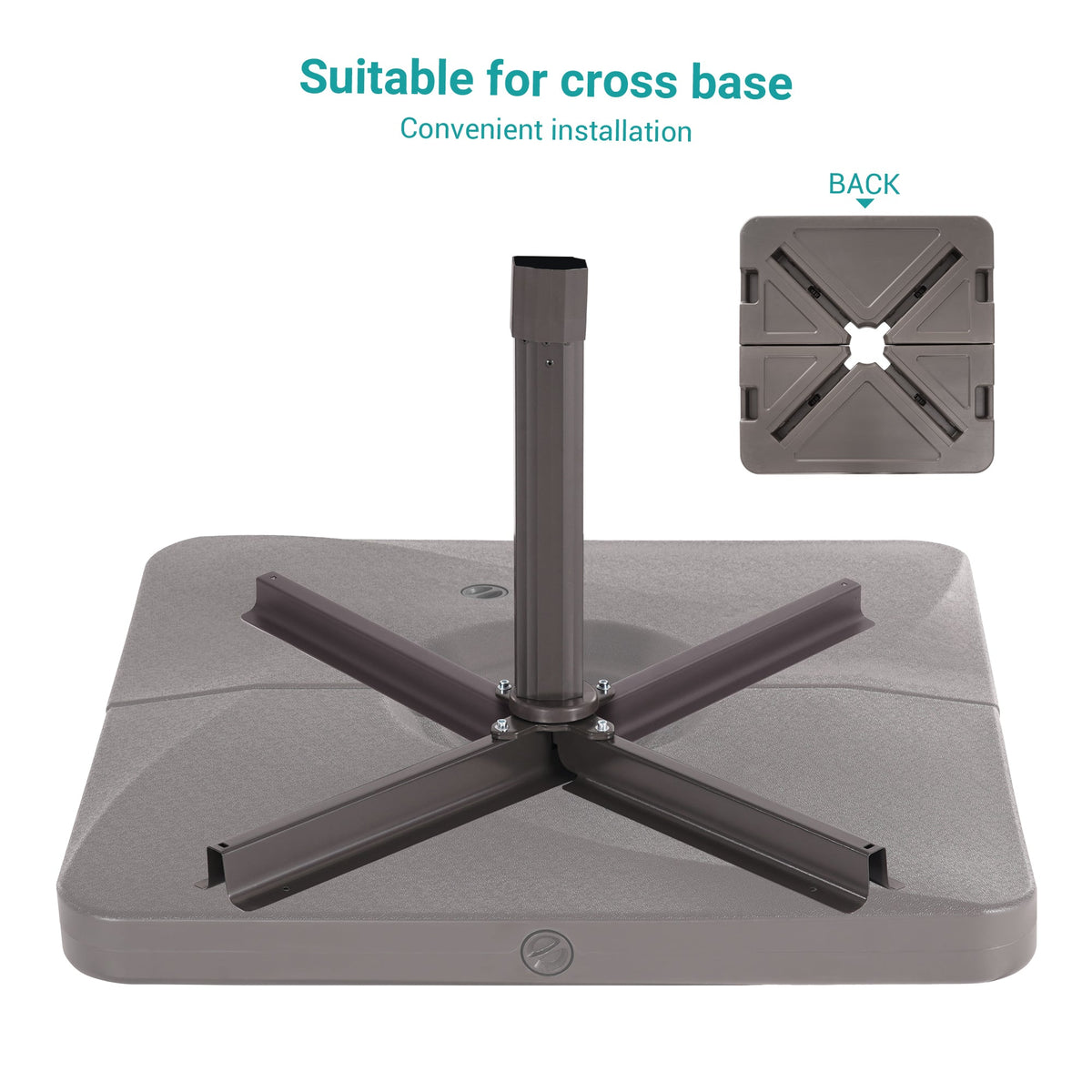 Sonkuki Heavy Duty Patio Umbrella Base Suit for Cantilever Umbrella From 8FT to 12FT, Up to 320LBs, Be Filled With Sand and Water - Sonkuki