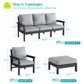 Sonkuki HIPS 5 - Piece Outdoor Sofa Set, All - Weather Patio Furniture Set with 3.9 Inch Thick Detachable Cushions, Wood - Like Outdoor Sectional with Ottoman for Deck, Garden, Lawn - Sonkuki