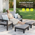 Sonkuki HIPS 5 - Piece Outdoor Sofa Set, All - Weather Patio Furniture Set with 3.9 Inch Thick Detachable Cushions, Wood - Like Outdoor Sectional with Ottoman for Deck, Garden, Lawn - Sonkuki