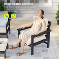 Sonkuki HIPS 5 - Piece Outdoor Sofa Set, All - Weather Patio Furniture Set with 3.9 Inch Thick Detachable Cushions, Wood - Like Outdoor Sectional with Ottoman for Deck, Garden, Lawn - Sonkuki